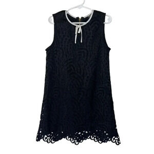 Forever 21 Girls Dress 7/8 Bow Black and White Sleeveless Eyelet Lace Cutout